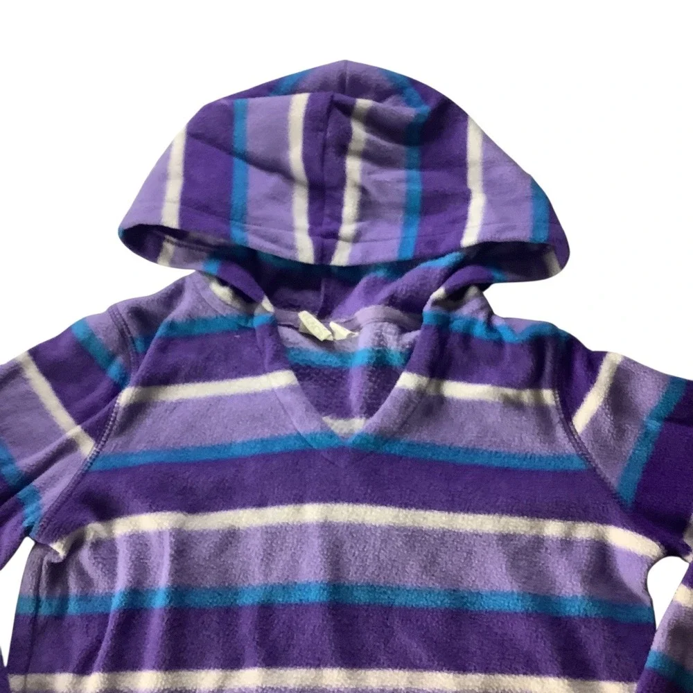 The Children's Place Girls Stripe Fleece Hoodie Pullover Purple Blue Size M 7 8